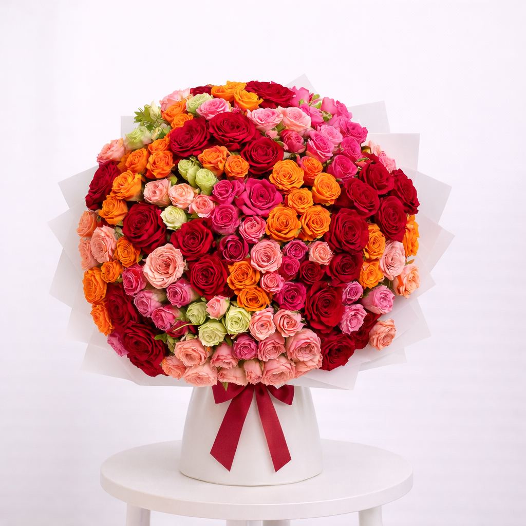 Grand Mixed Rose Bouquet – 110 Roses