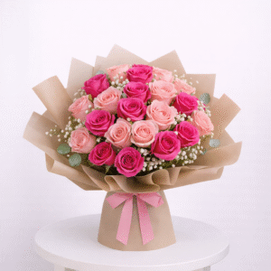 Pink & Fuchsia Rose Bouquet – 29 Roses