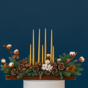 Winter Gold Candle Centerpiece
