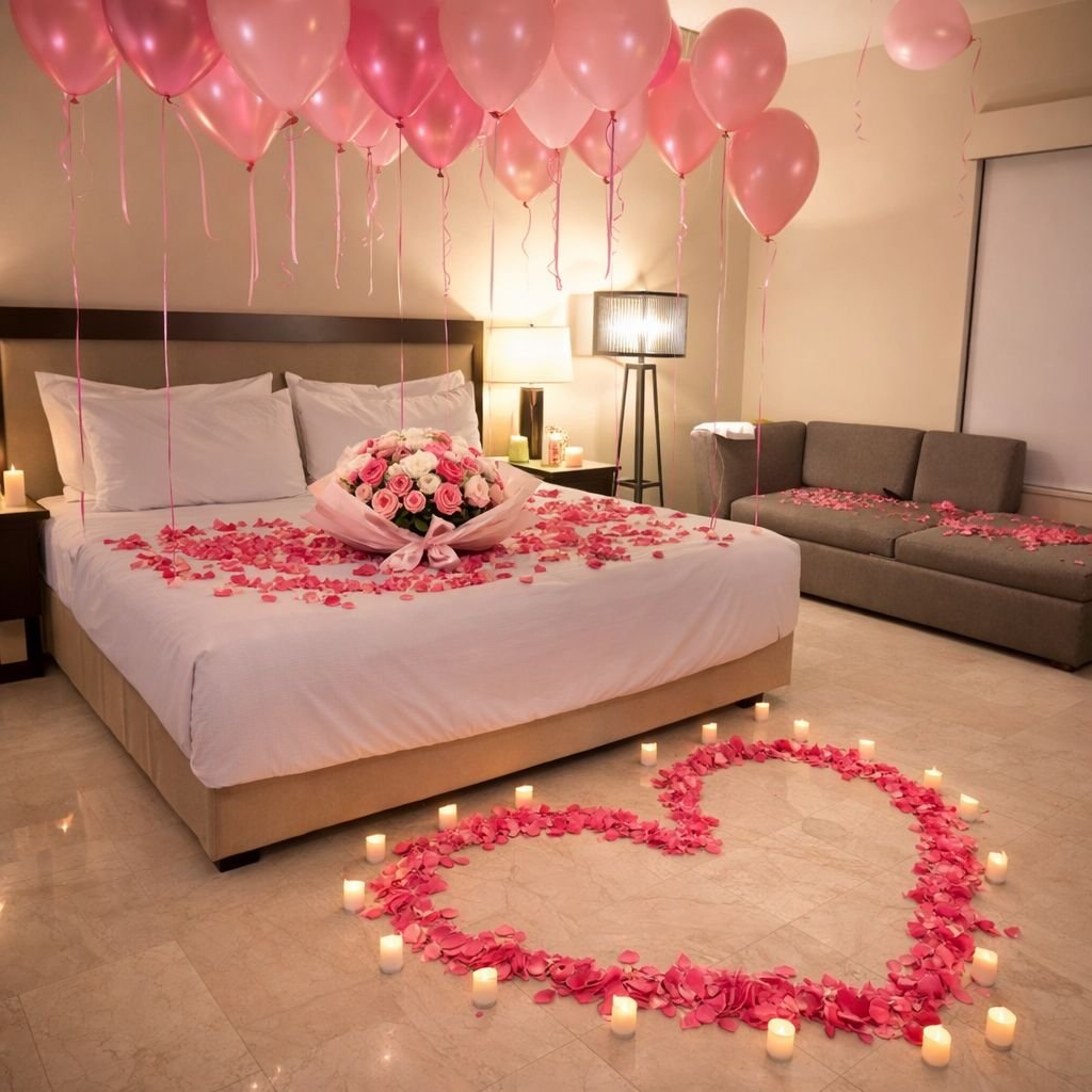 Birthday Balloon & Rose Setup